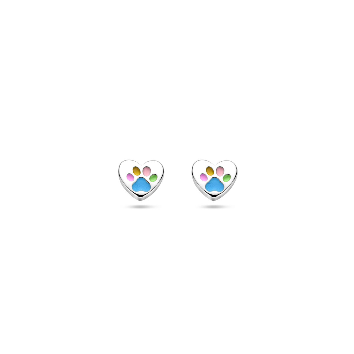 zilver emaille regenboog oorknoppen hart
