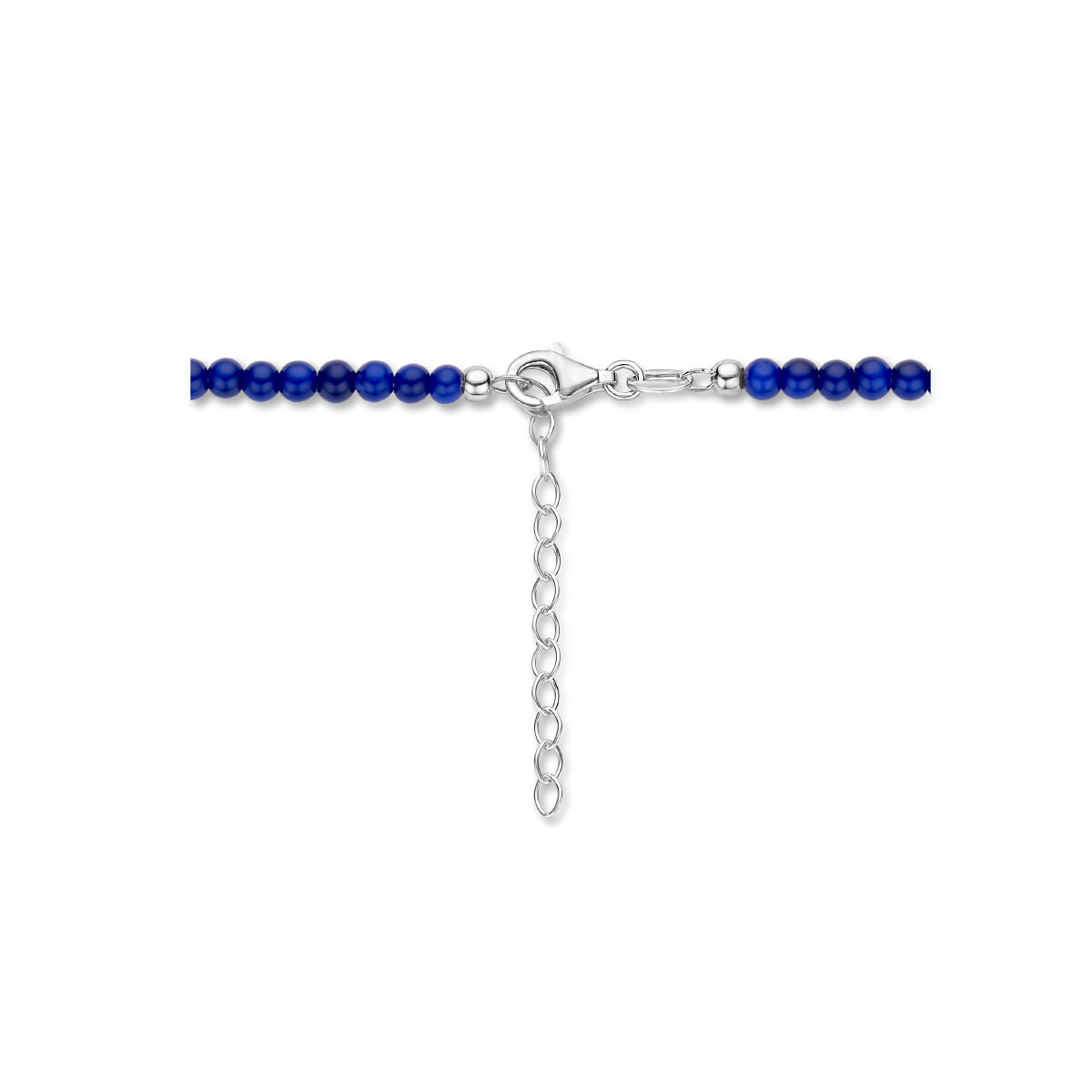 Zilveren collier blauwe kralen 40-44cm - Afbeelding 3