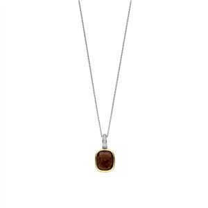 Tisento zilveren collier bruine steen