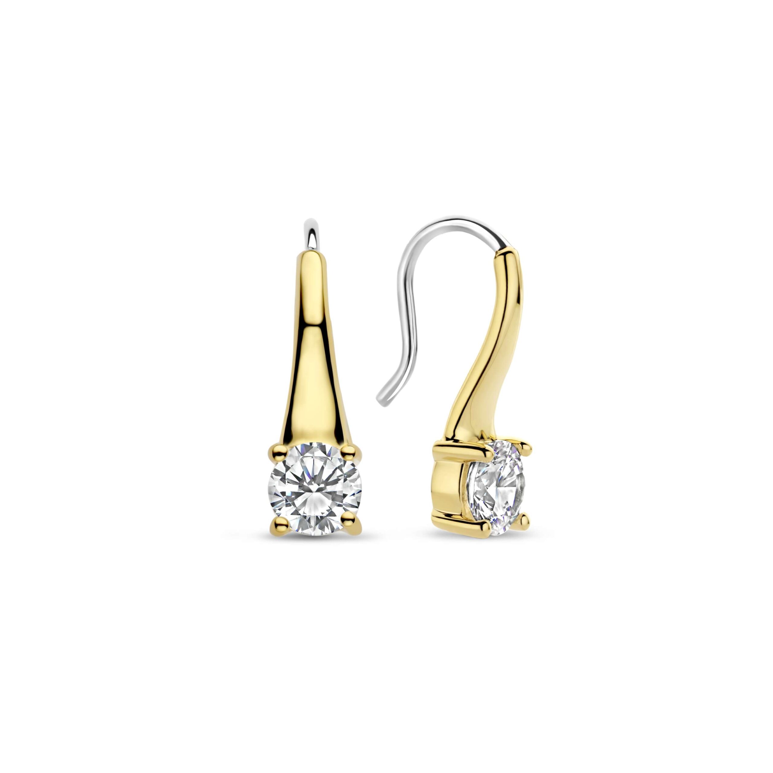 Tisento zilver-verguld oorhangers zirkonia