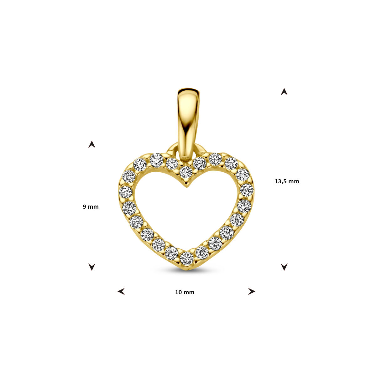 Geelgouden diamant hanger open hart - Afbeelding 4