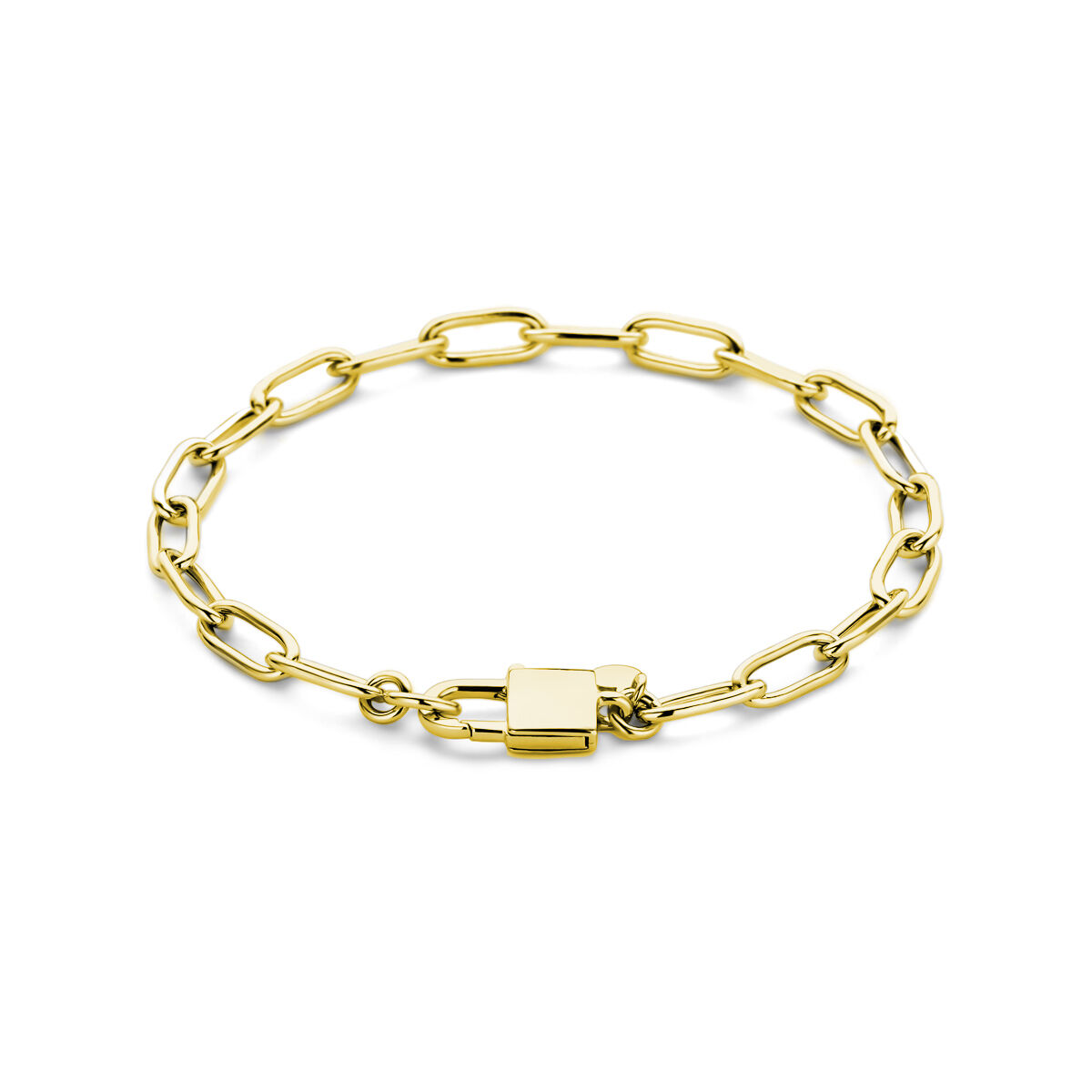 Armband goud op zilver hangslot 18cm