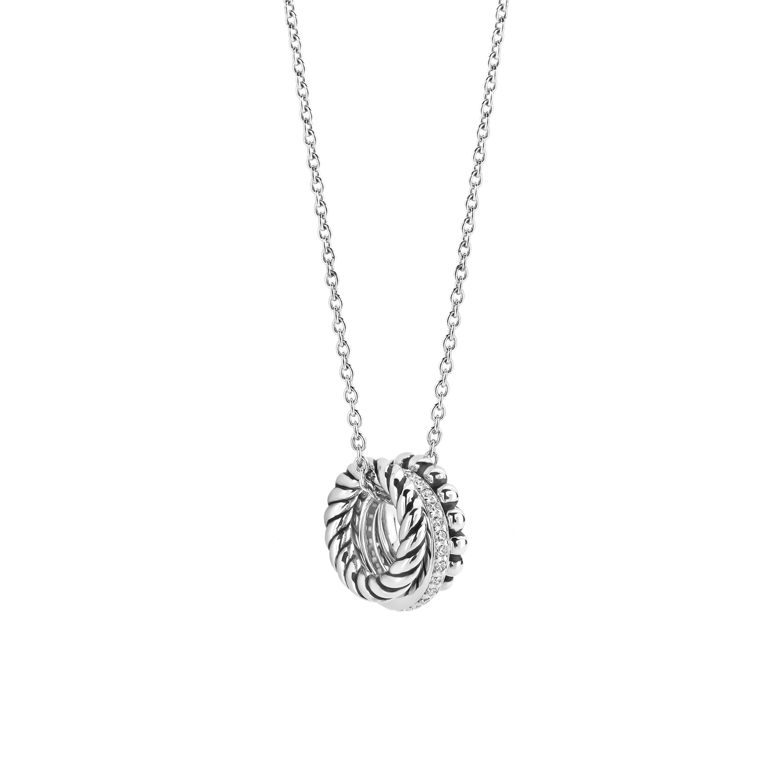 Tisento collier zilver 3x ring hanger - Afbeelding 2