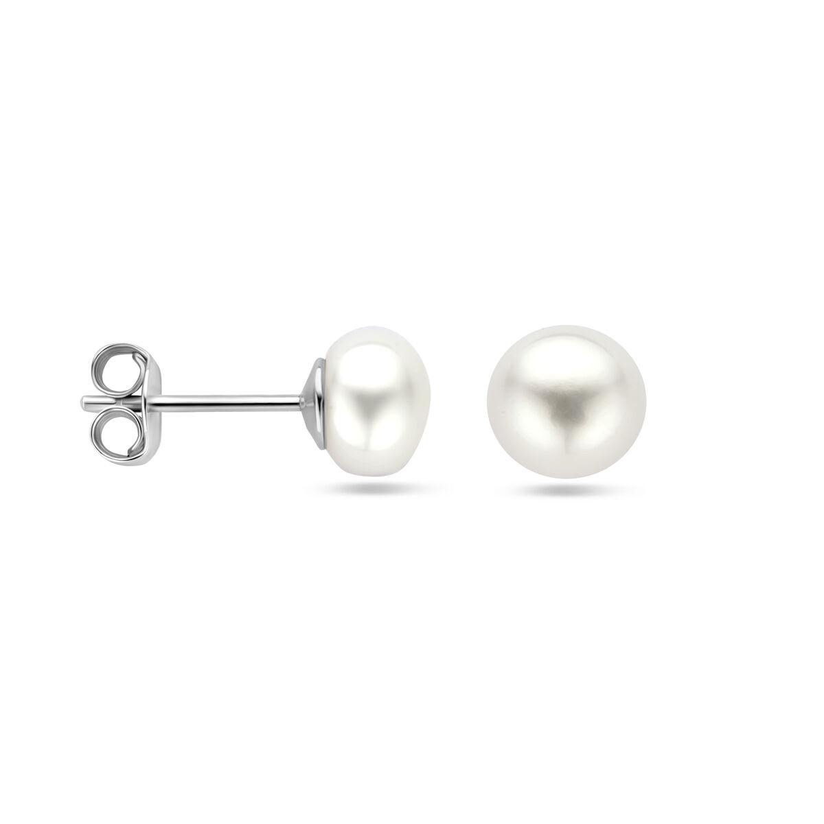 Zilver oorknoppen zoetwater parel 8mm