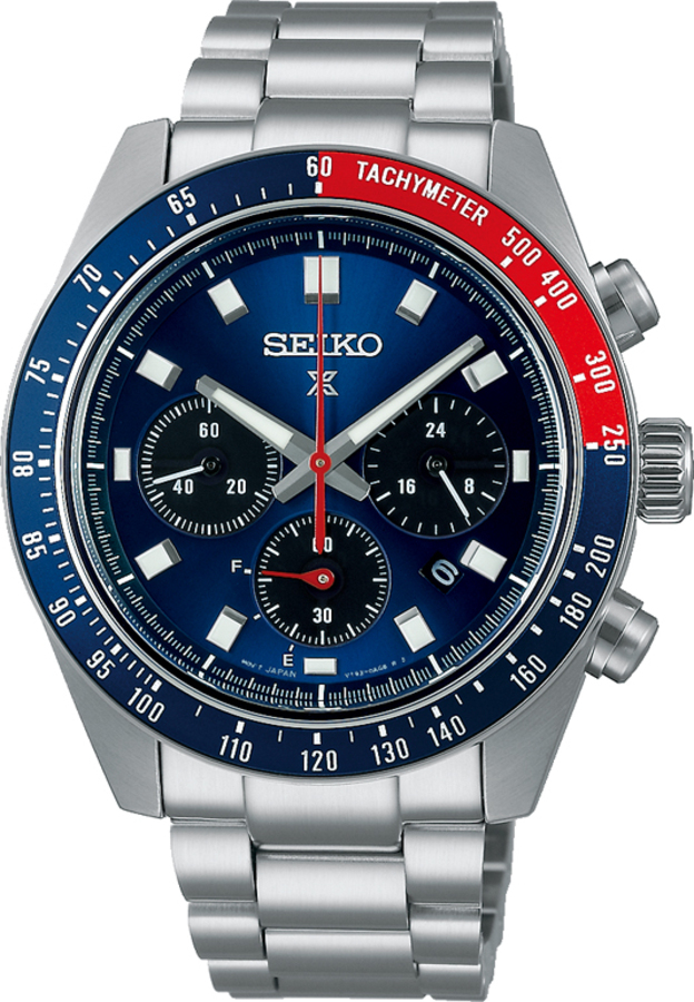 SSC913P1 Seiko Prospex chronograaf herenhorloge solar staal blauw/rood