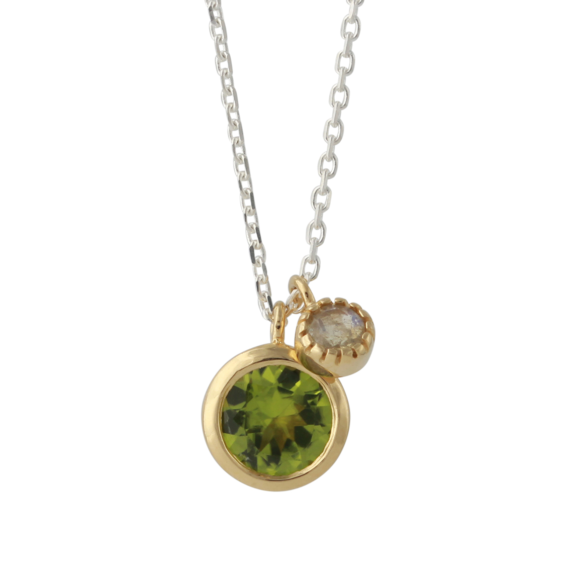 Campur goud op zilvercollier Peridot-Labradoriet