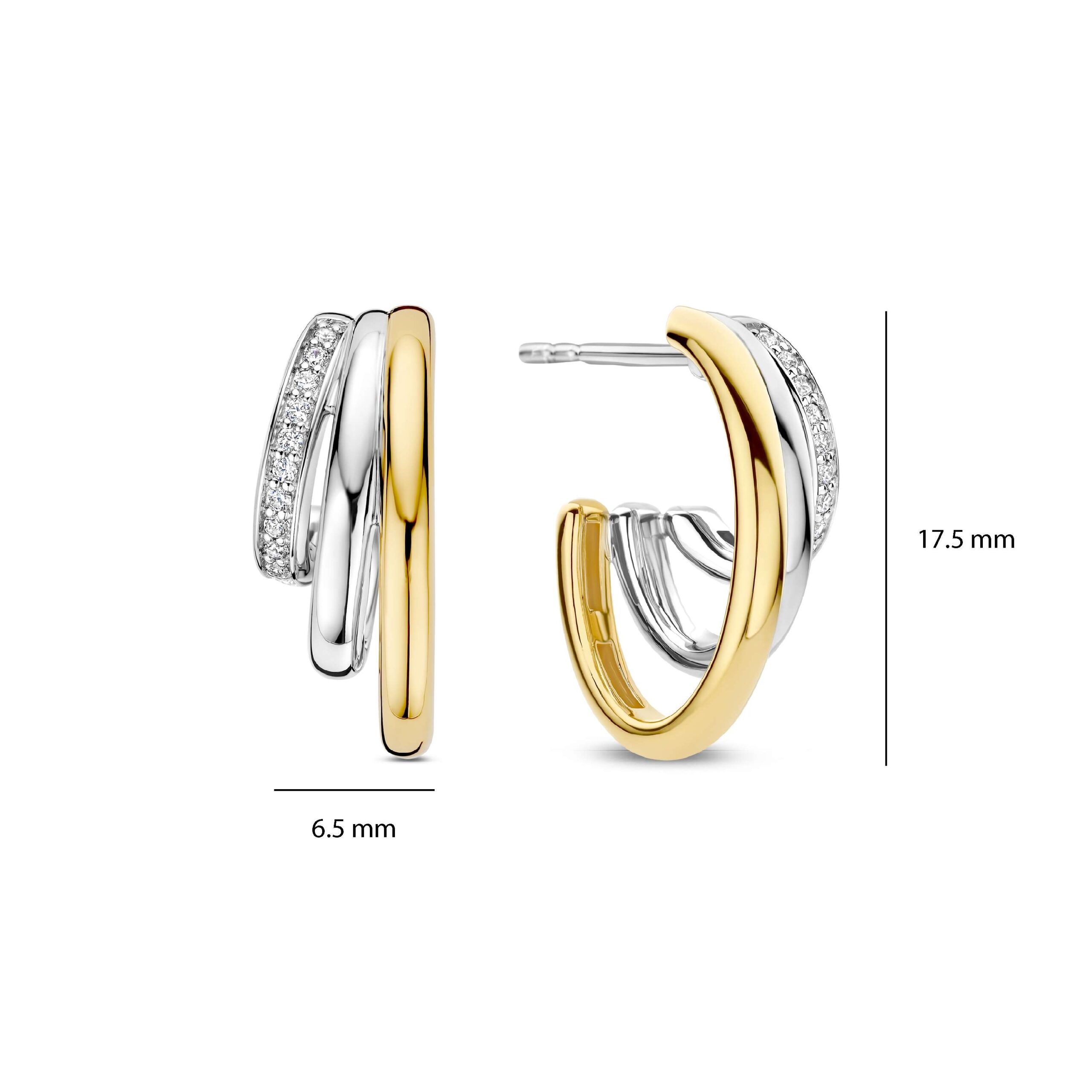 Tisento oorknoppen goud op zilver zirkonia - Afbeelding 3