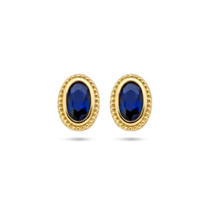 Geelgoud oorknoppen saffier Ovaal 2x0,31ct