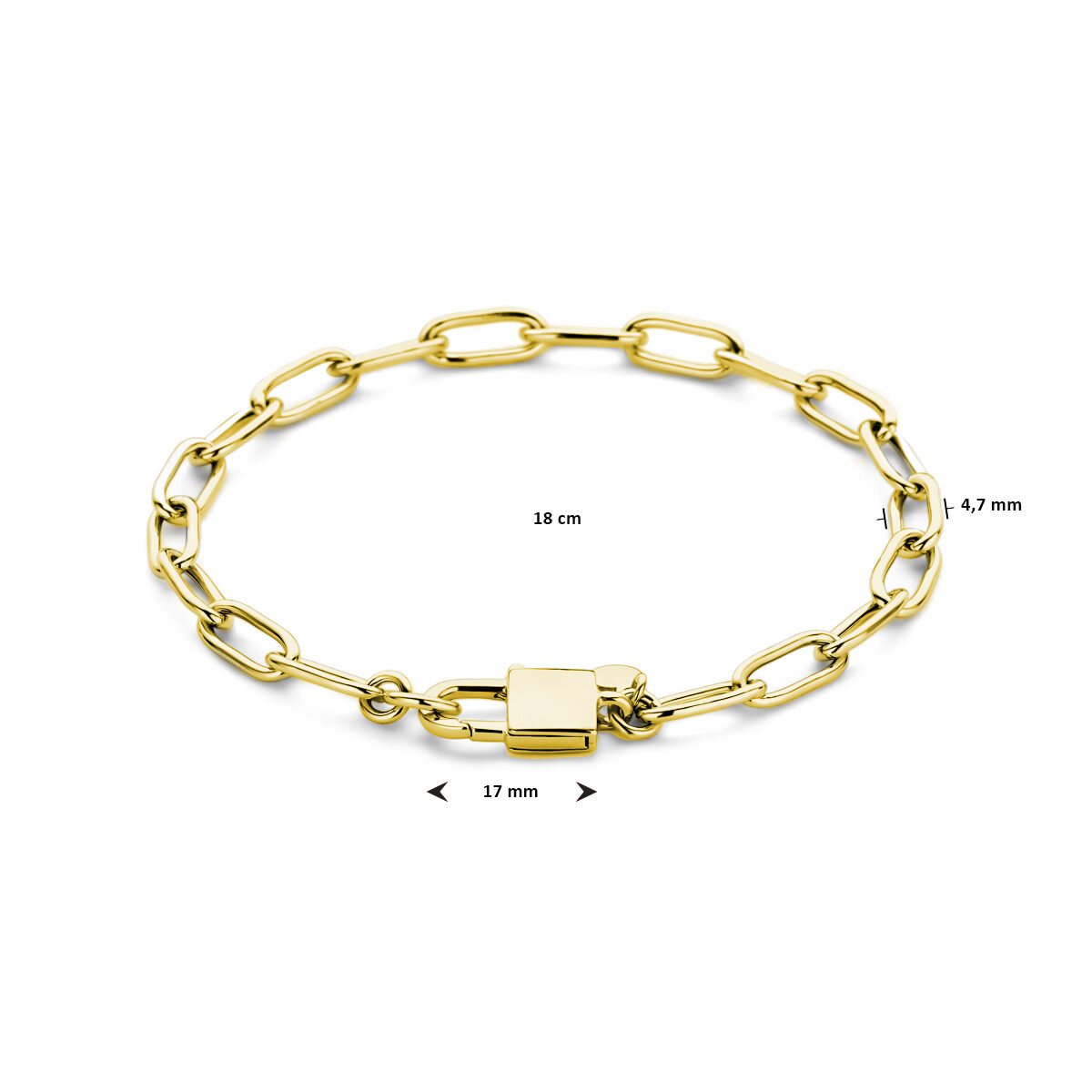 Armband goud op zilver hangslot 18cm - Afbeelding 2