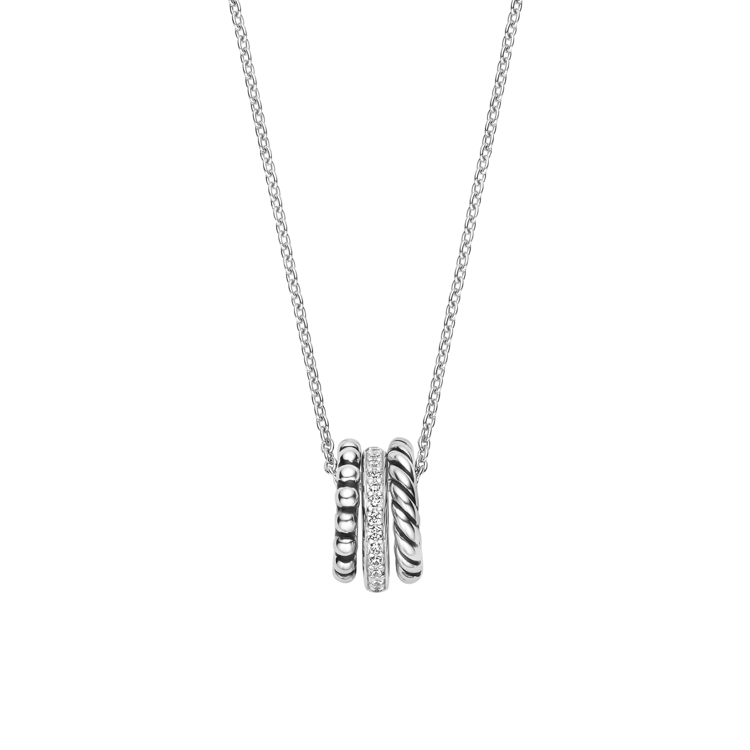 Tisento collier zilver 3x ring hanger - Afbeelding 3