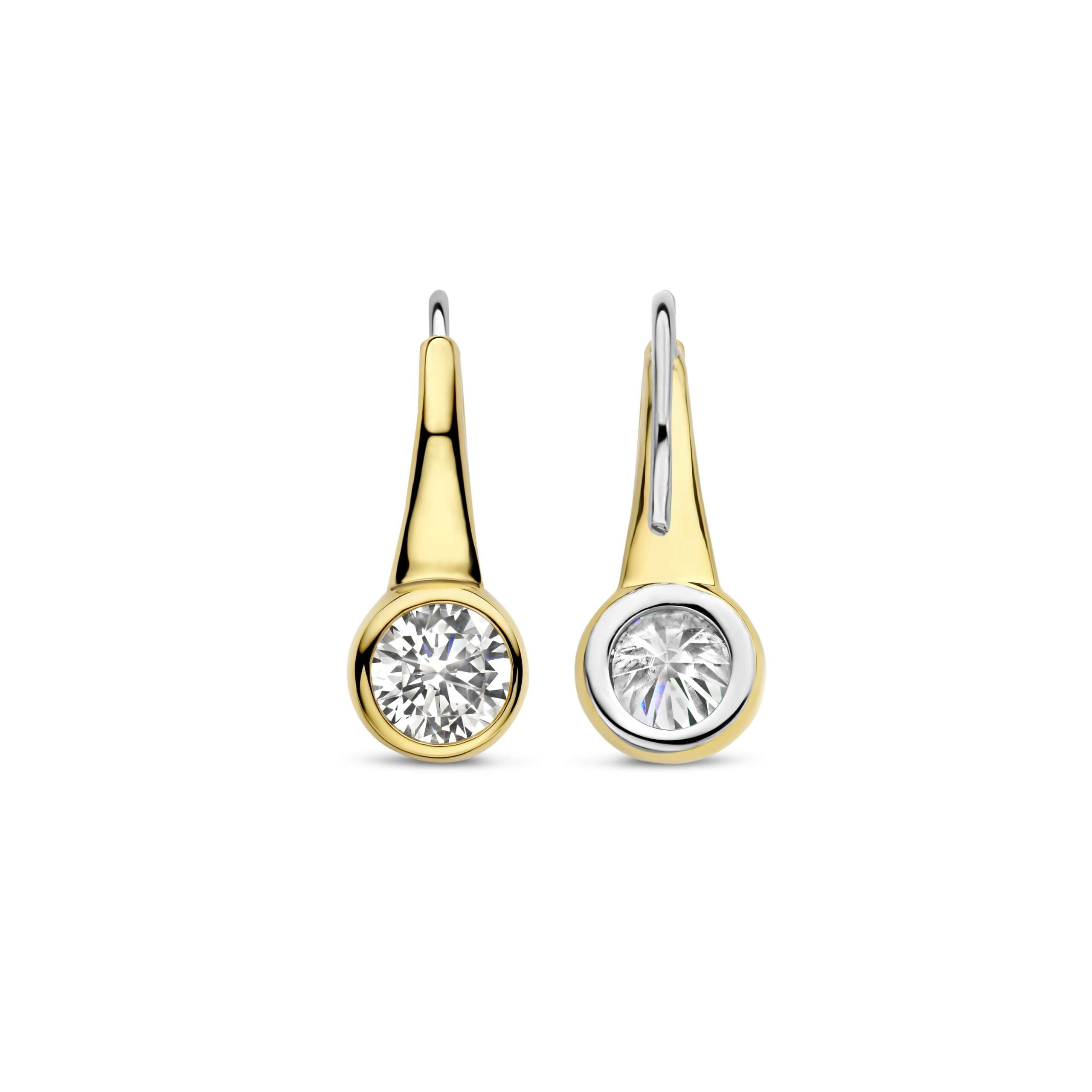 Tisento goud op zilver oorhangers zirkonia - Afbeelding 3