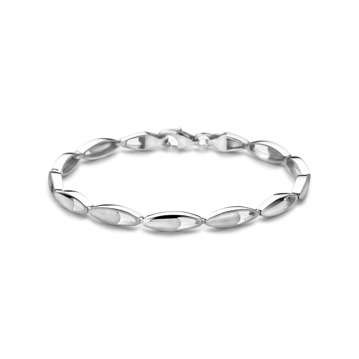 Zilveren armband fantasie poly/mat 19cm