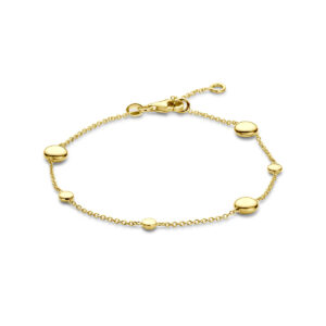 Geelgouden armband anker met platte bollen 17-19cm