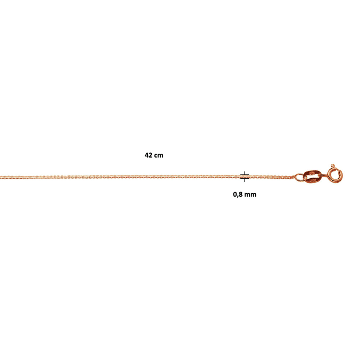 Roségouden collier venetiaans 45 cm 0.8mm