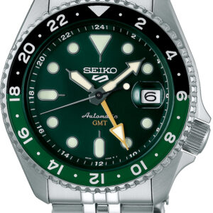 Seiko 5 automatic staal GMT groen