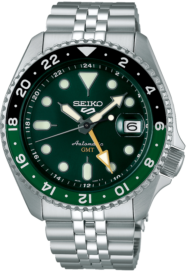 Seiko 5 automatic staal GMT groen