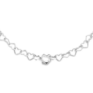 Zilveren collier hartjes 45 cm