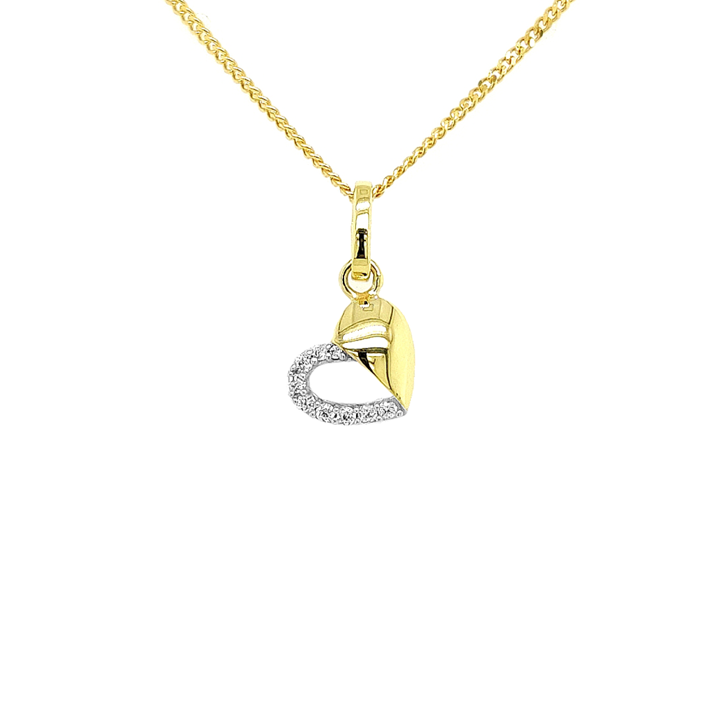 Geelgouden hanger hart zirkonia