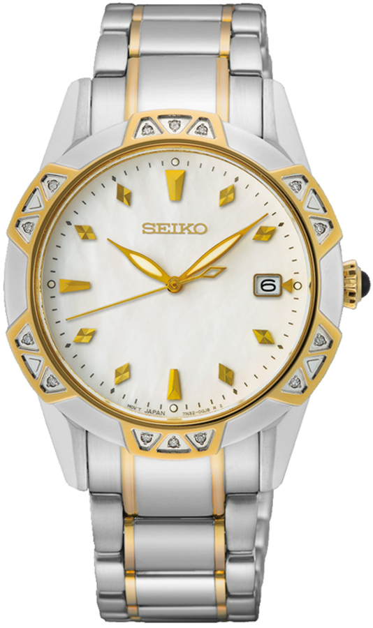 Seiko dameshorloge bi-color staal diamant