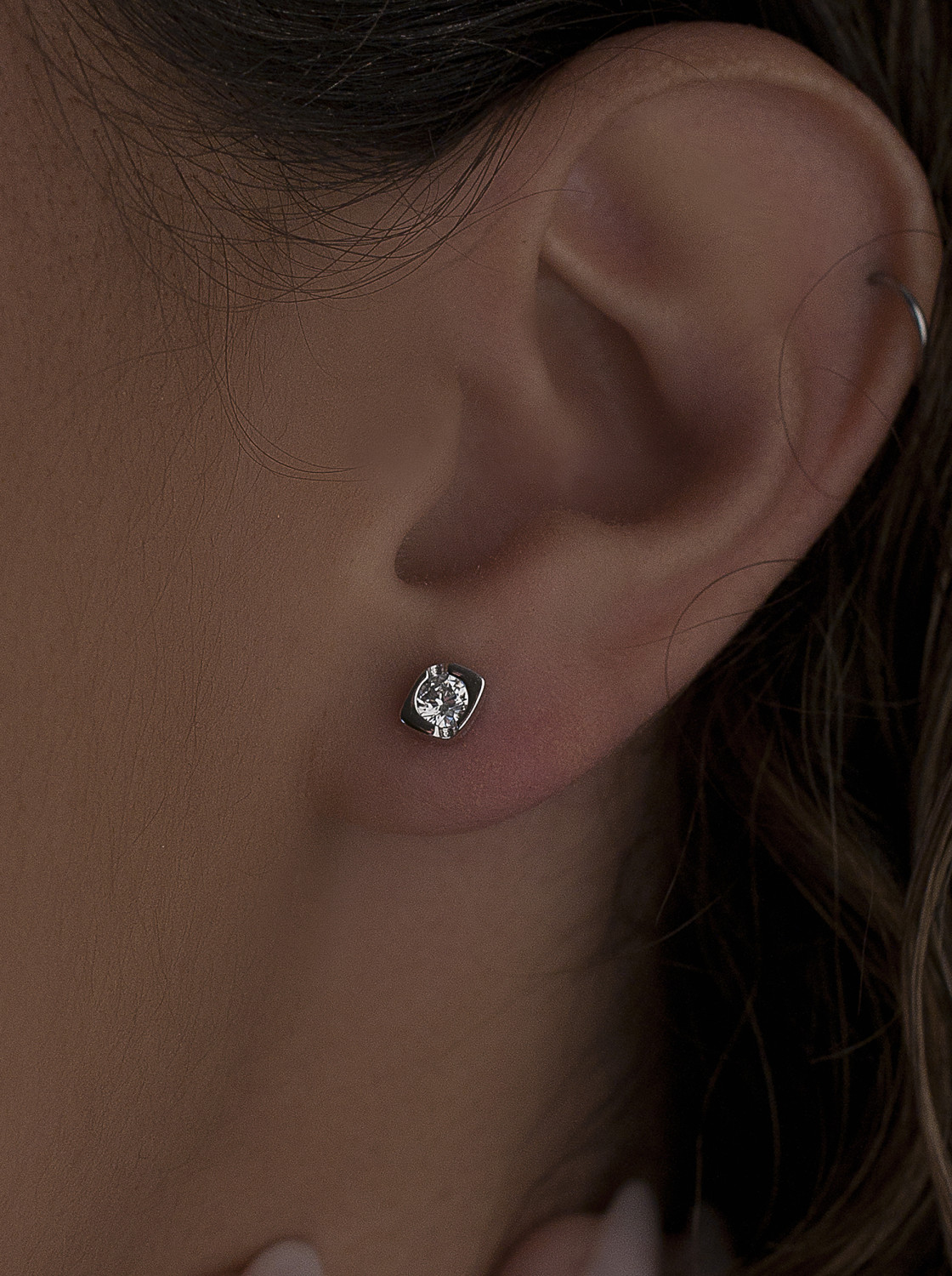 Lineargent zilver oorknoppen zirkonia - Afbeelding 2