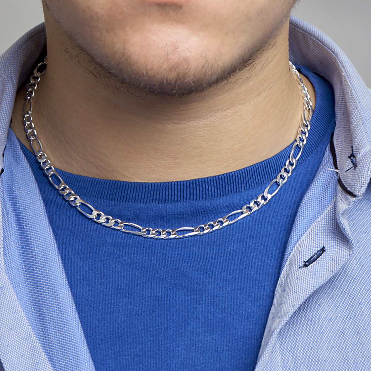 Zilveren figaro collier 50 cm 6mm - Afbeelding 2