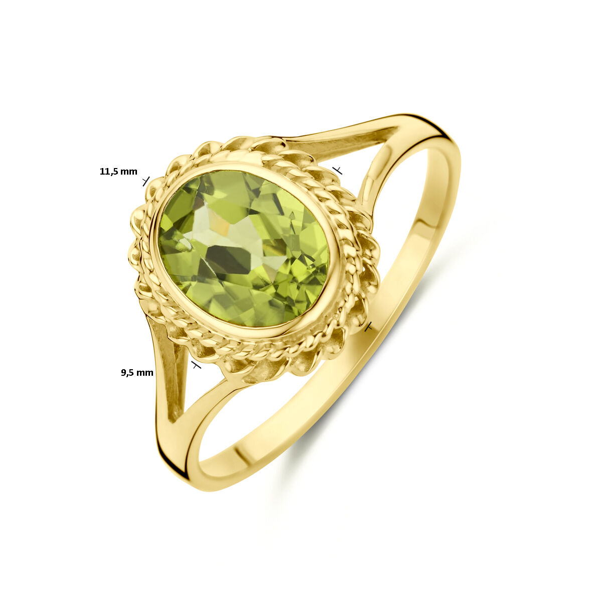 Geelgouden ring met peridot maat 17,25 - Afbeelding 5