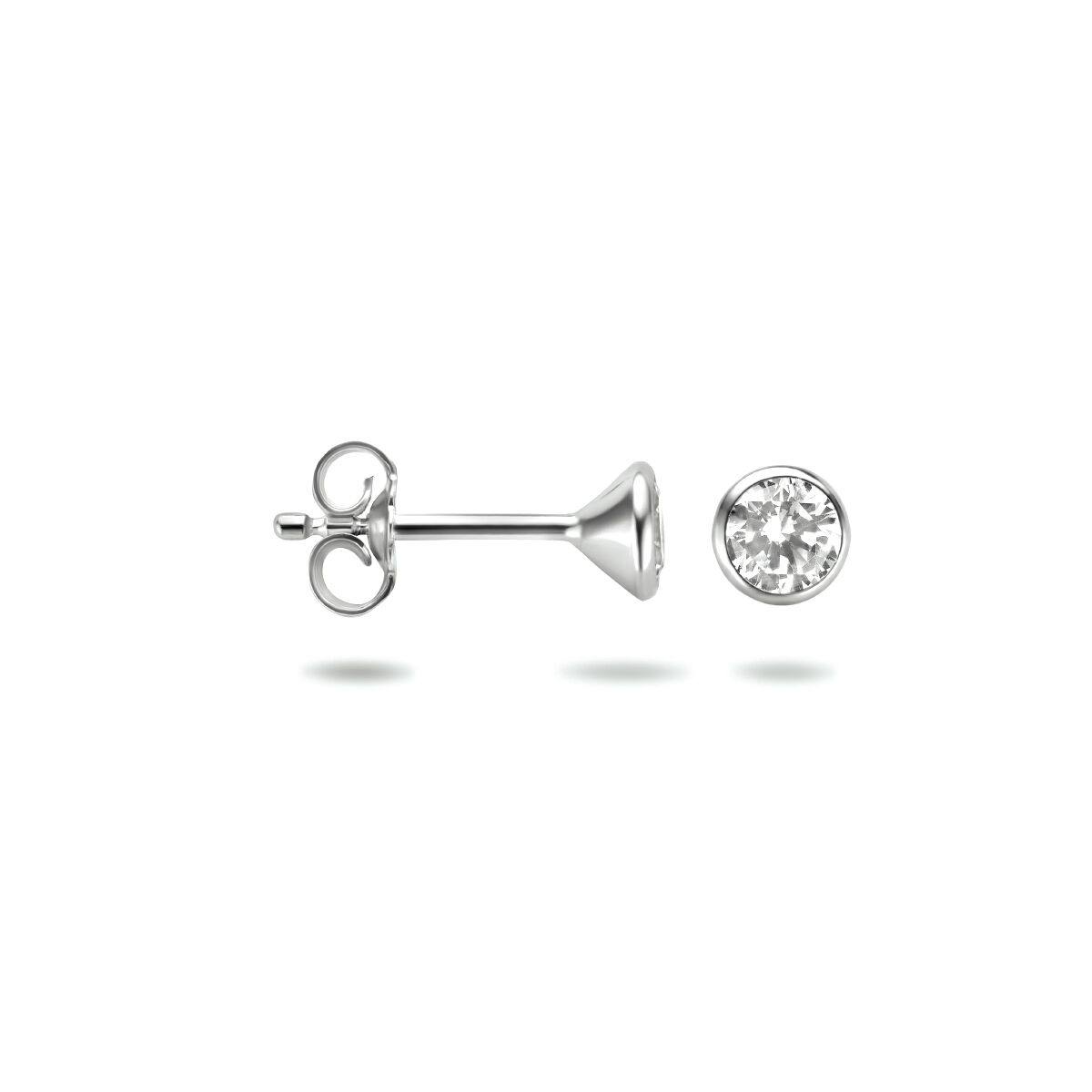 Zilveren oorknoppen zirkonia 4mm