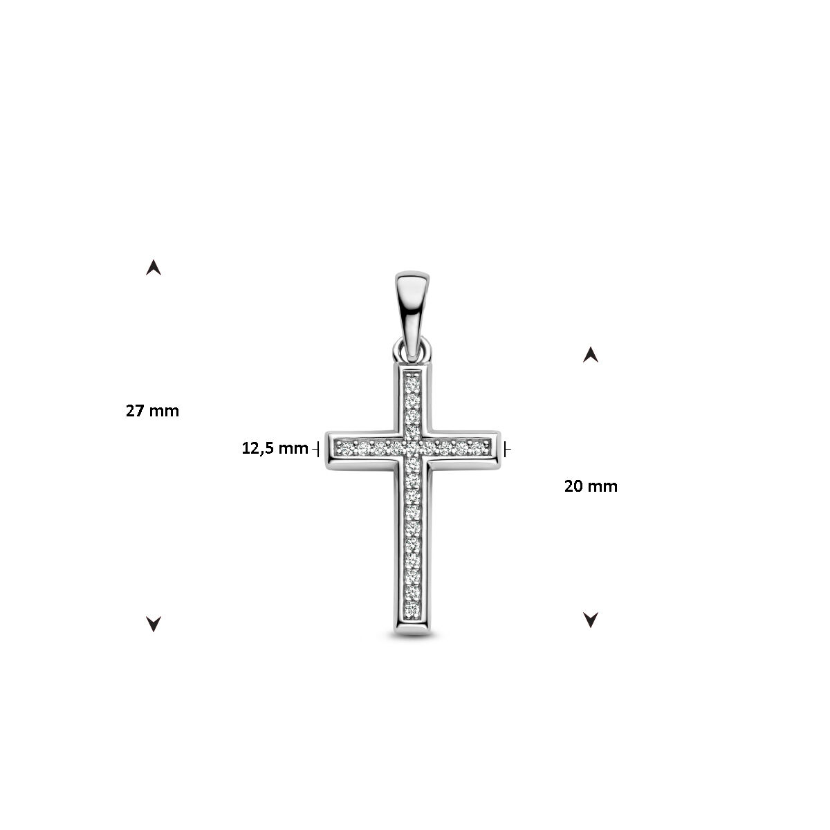 Hanger kruis zirkonia zilver - Afbeelding 2