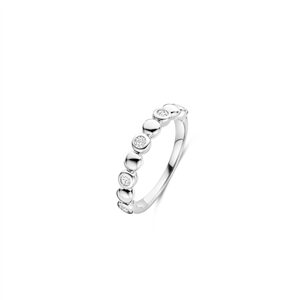 Tisento zilveren ring bolletjes zirkonia maat 54