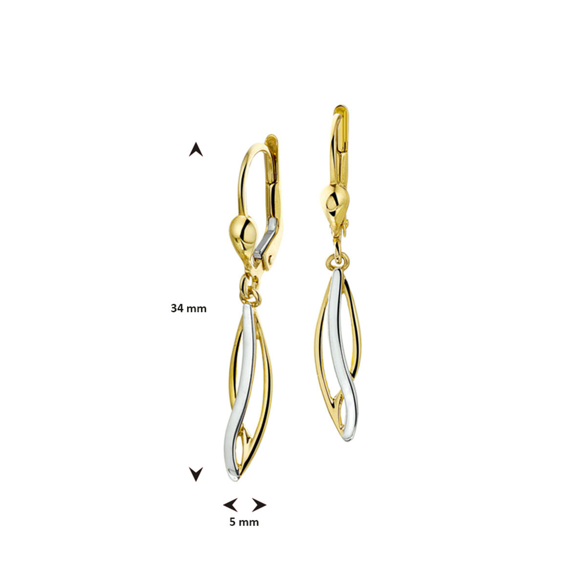 40.17316 KA goud oorhangers bicolor - Afbeelding 3