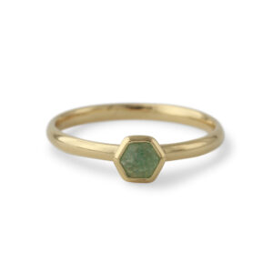 Campur goud op zilver ring groene kwarts maat 54