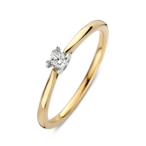 Excellent Bi-color gouden ring hart diamant 0.12 H-SI maat 56