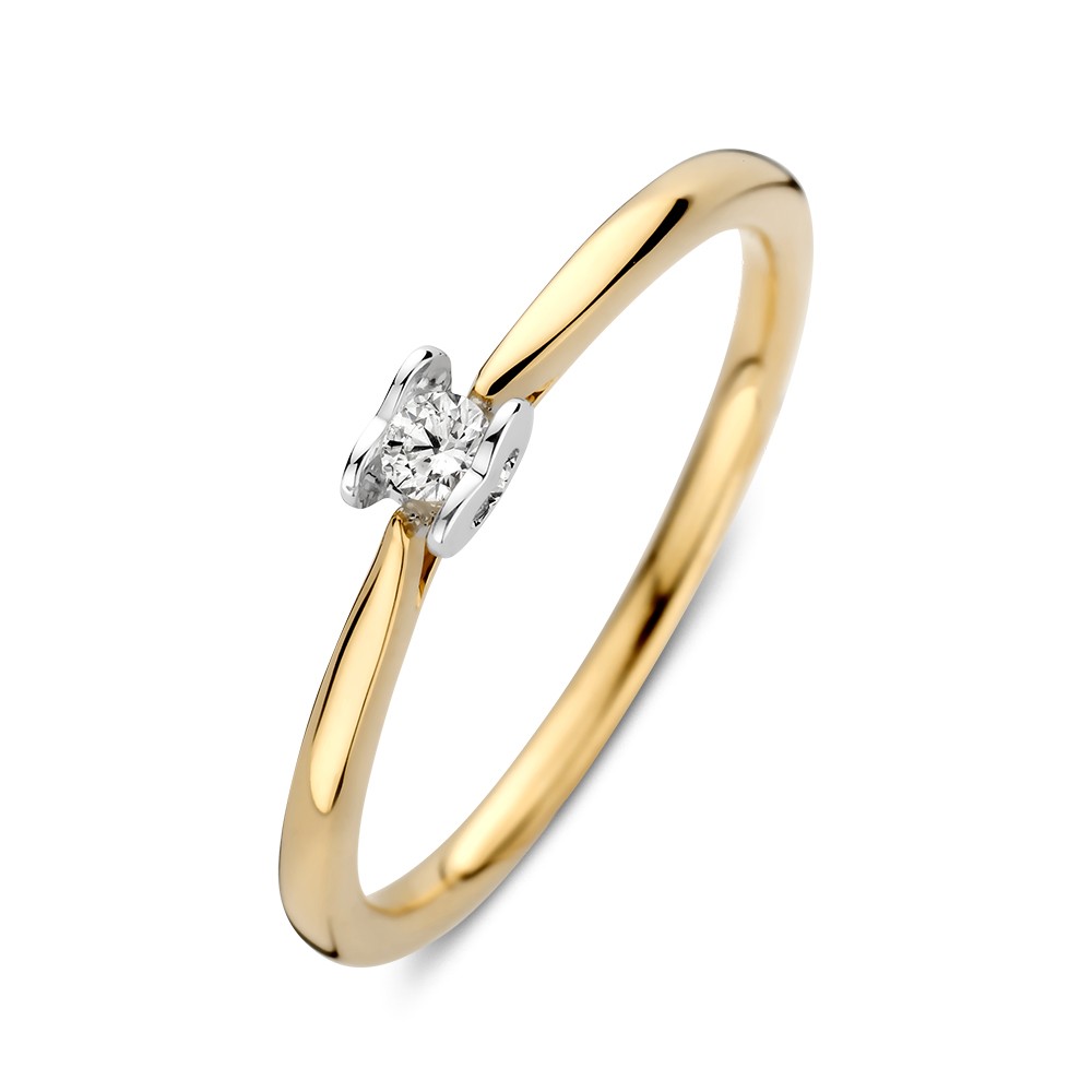 Excellent gouden ring hart diamant 0.07 H-SI maat 54