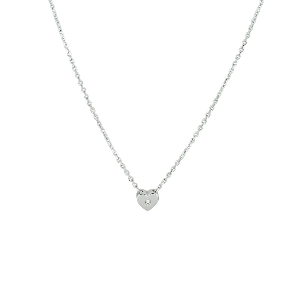Zilveren collier anker zirkonia hart 41-45 cm