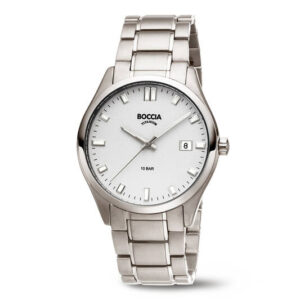 Boccia herenhorloge titanium witte wijzerplaat