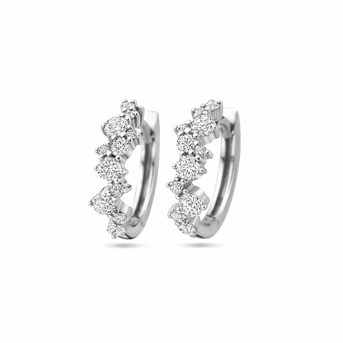 zilveren klapoorringen zirkonia 14.5x4.5mm