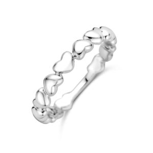 Zilveren ring hartjes maat 16