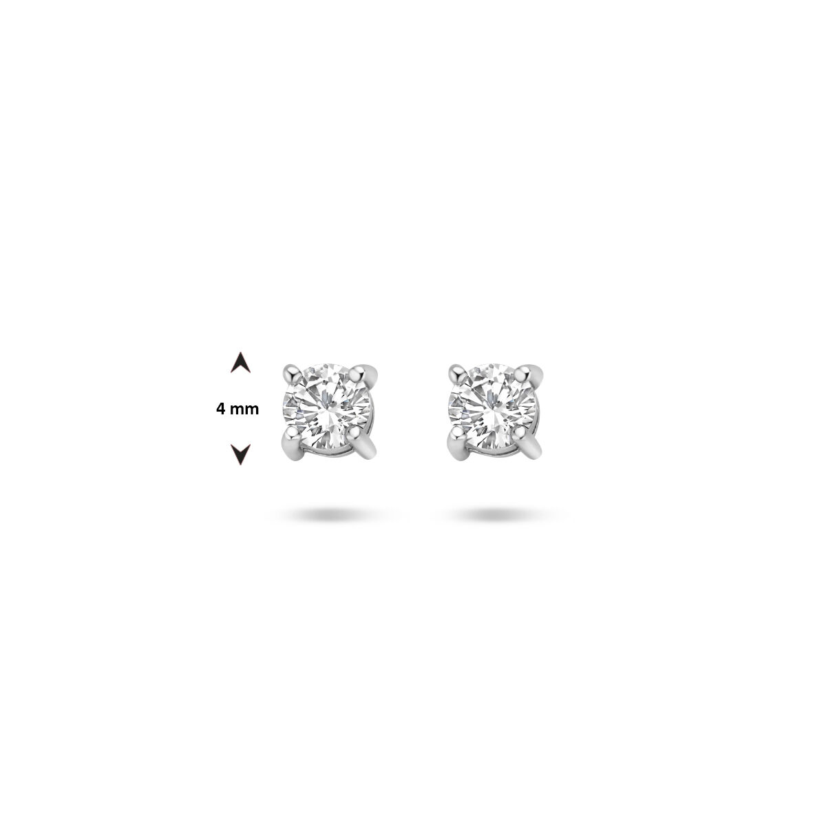 Zilveren oorknoppen solitair zirkonia 4mm - Afbeelding 4