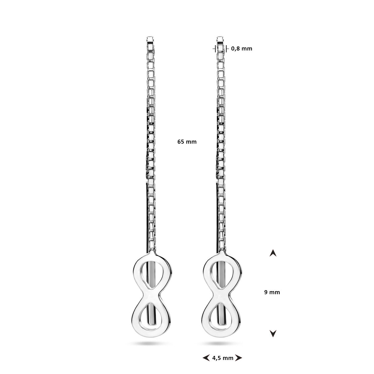 Zilveren doortrekoorbellen infinity zilver - Afbeelding 4
