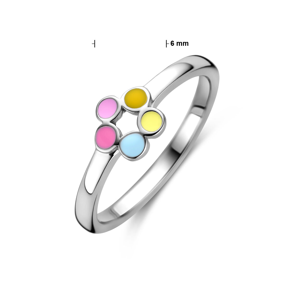 13.38579 KA zilver ring bloem emaille mt 14 - Afbeelding 4