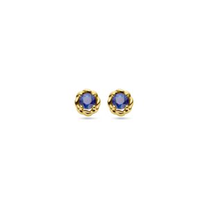 Oorstekers Blauw Saffier3mm 14kt