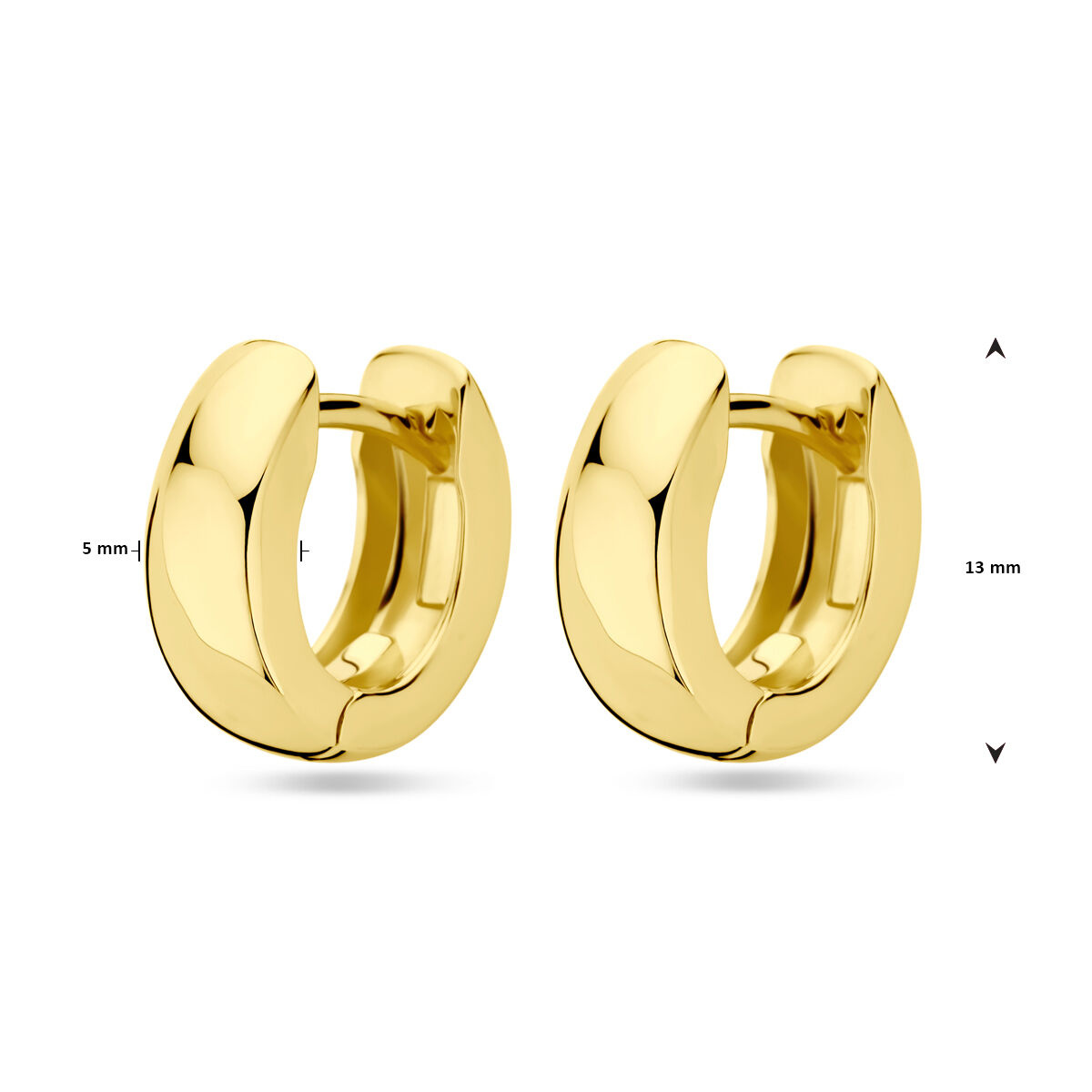 goud op zilver oorringen13mm - Afbeelding 4