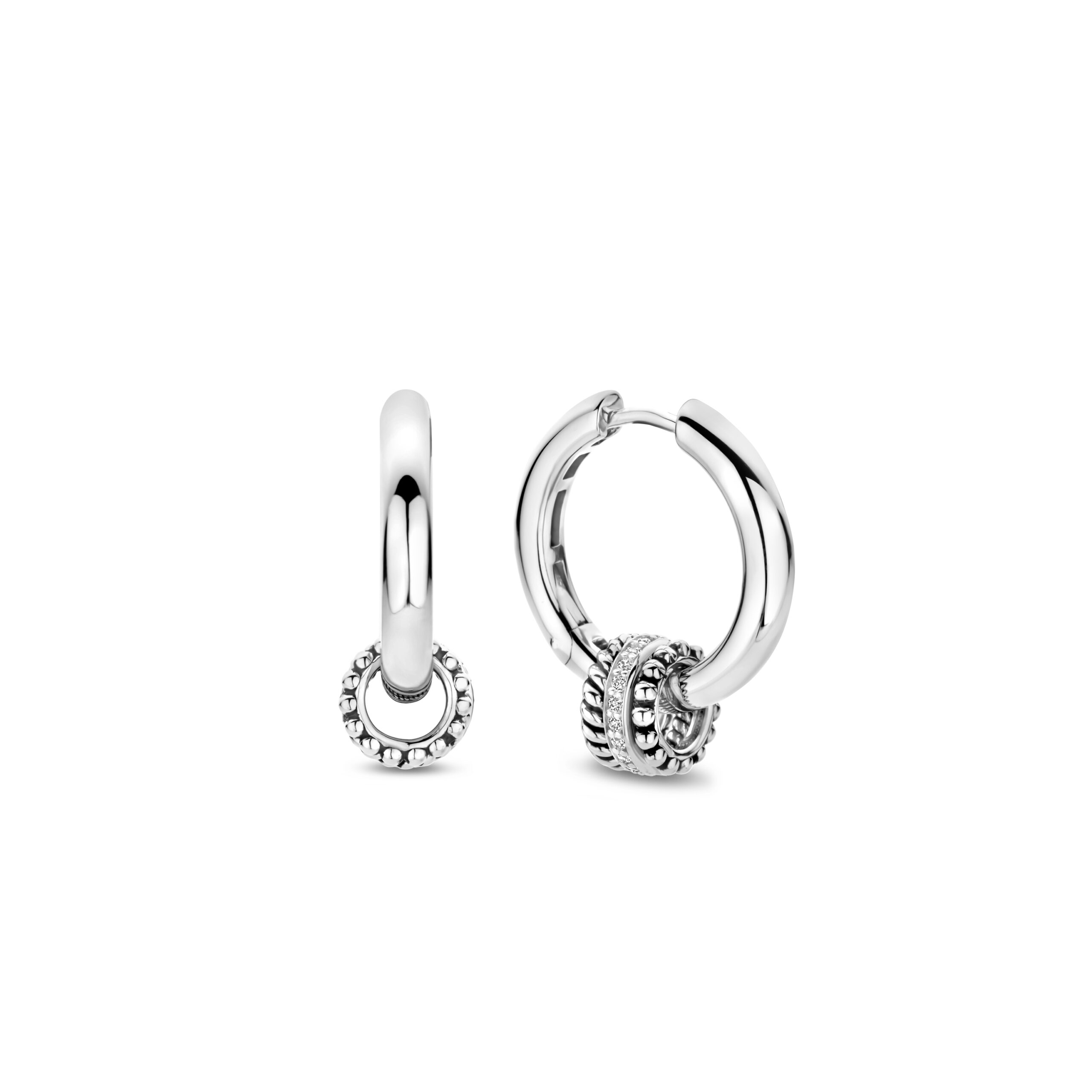 Tisento zilver oorringen met losse ringetjes zirkonia