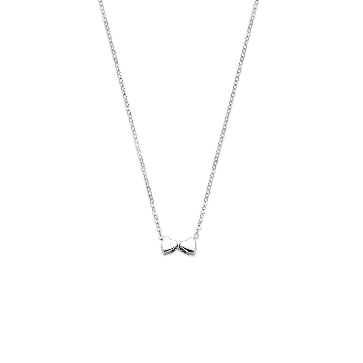 zilveren collier 2 hartjes 41+4cm