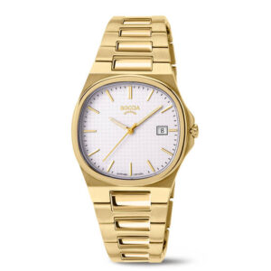 Boccia horloge  titanium goudkleurig