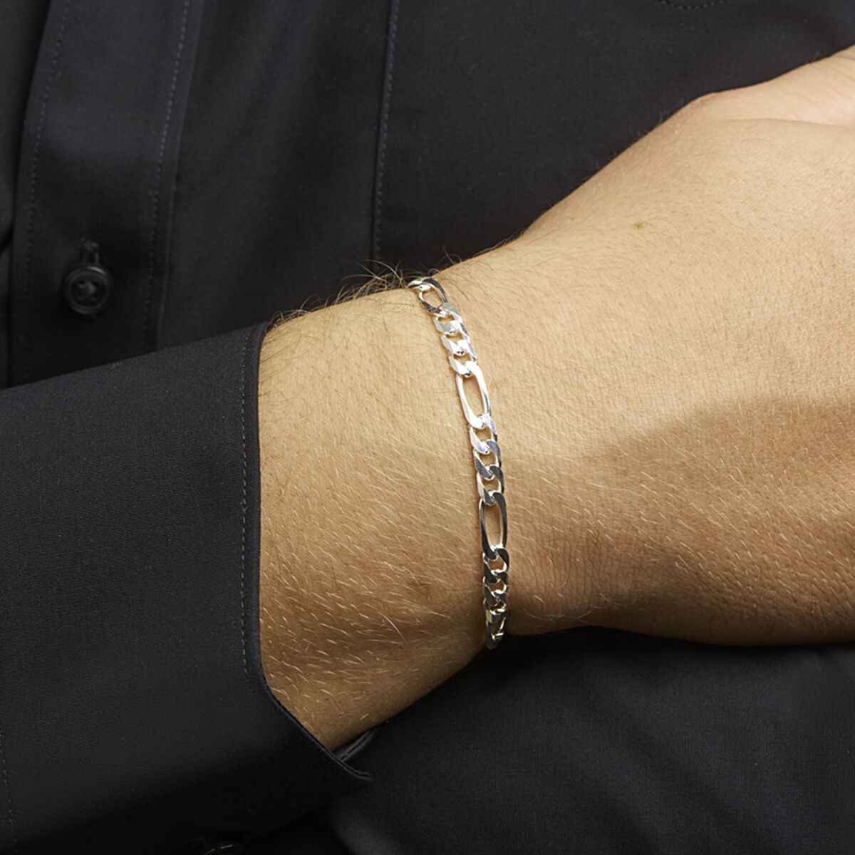 Zilveren figaro armband 20cm 5mm - Afbeelding 2