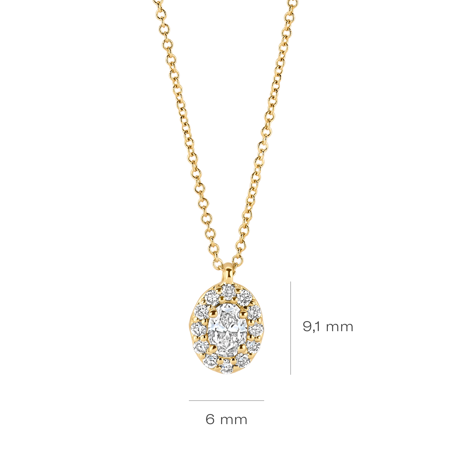 LG3019Y Blush Geelgouden collier entourage met LAB diamanten 0.32 TW/VS - Afbeelding 3