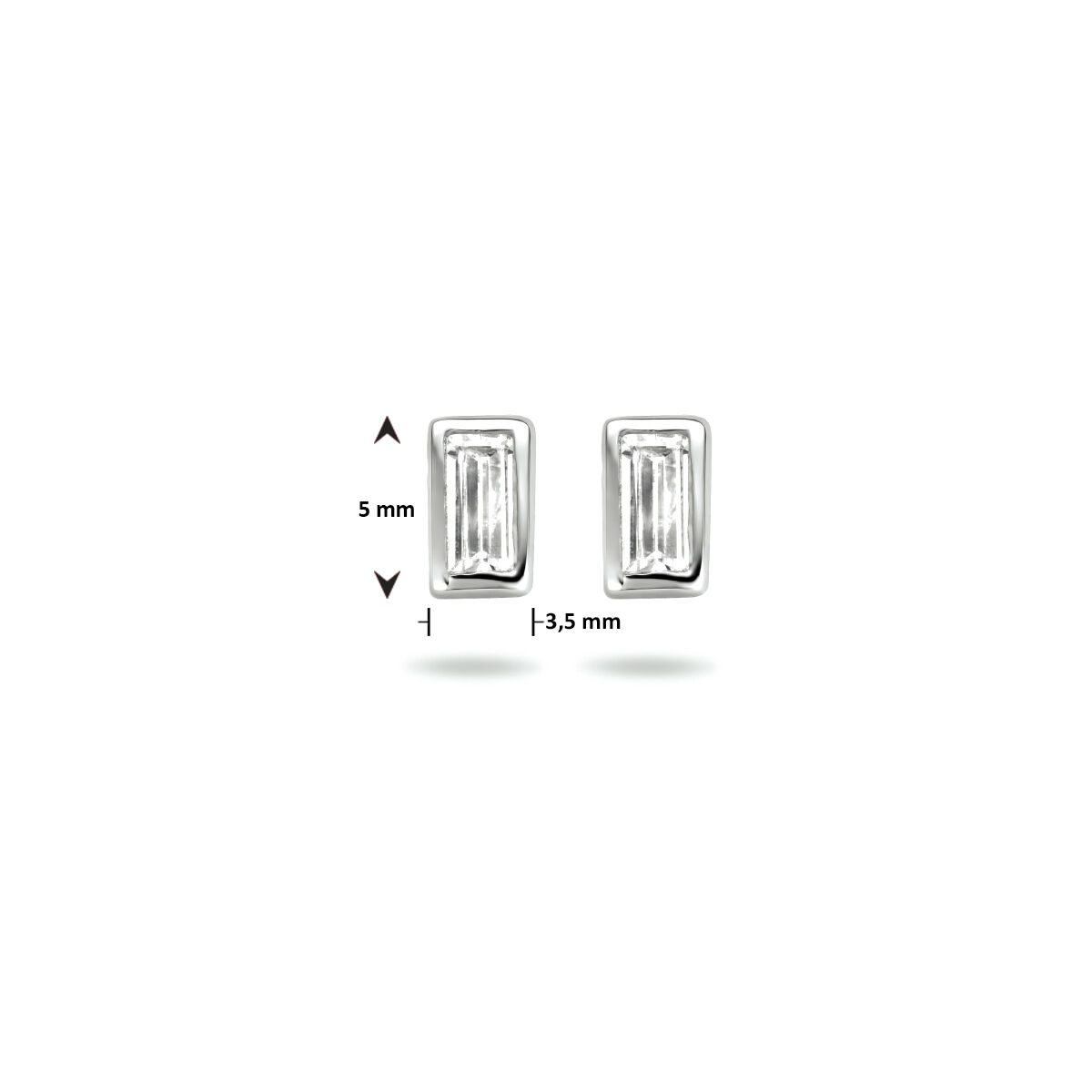 Zilveren oorstekers zirkonia baguette 5x3.5mm - Afbeelding 3