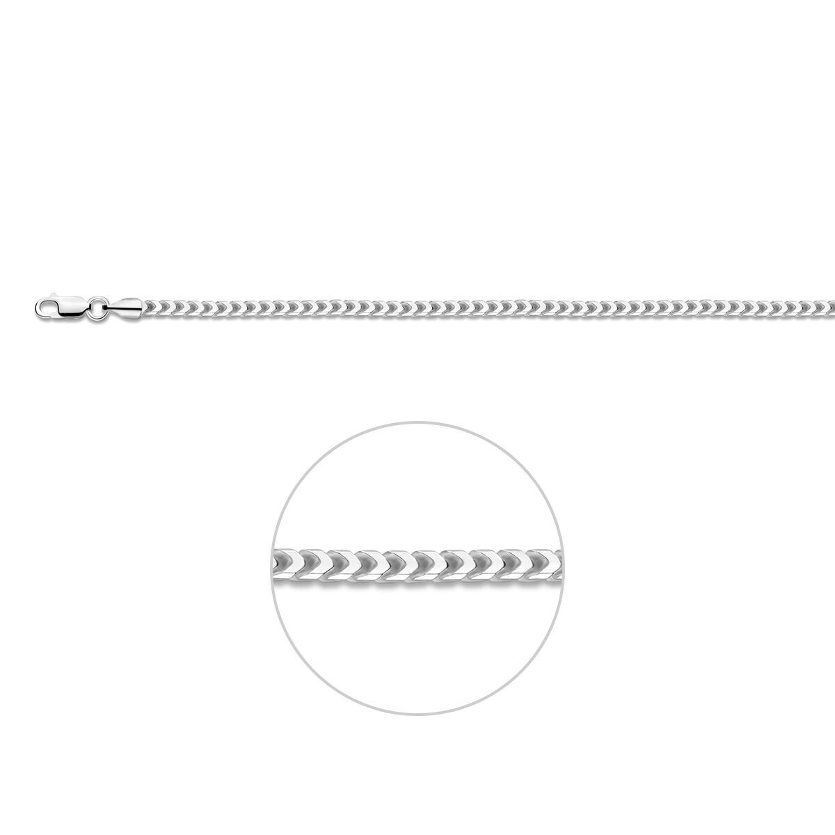 Zilveren collier vierkant gourmette 50cm 3mm - Afbeelding 2