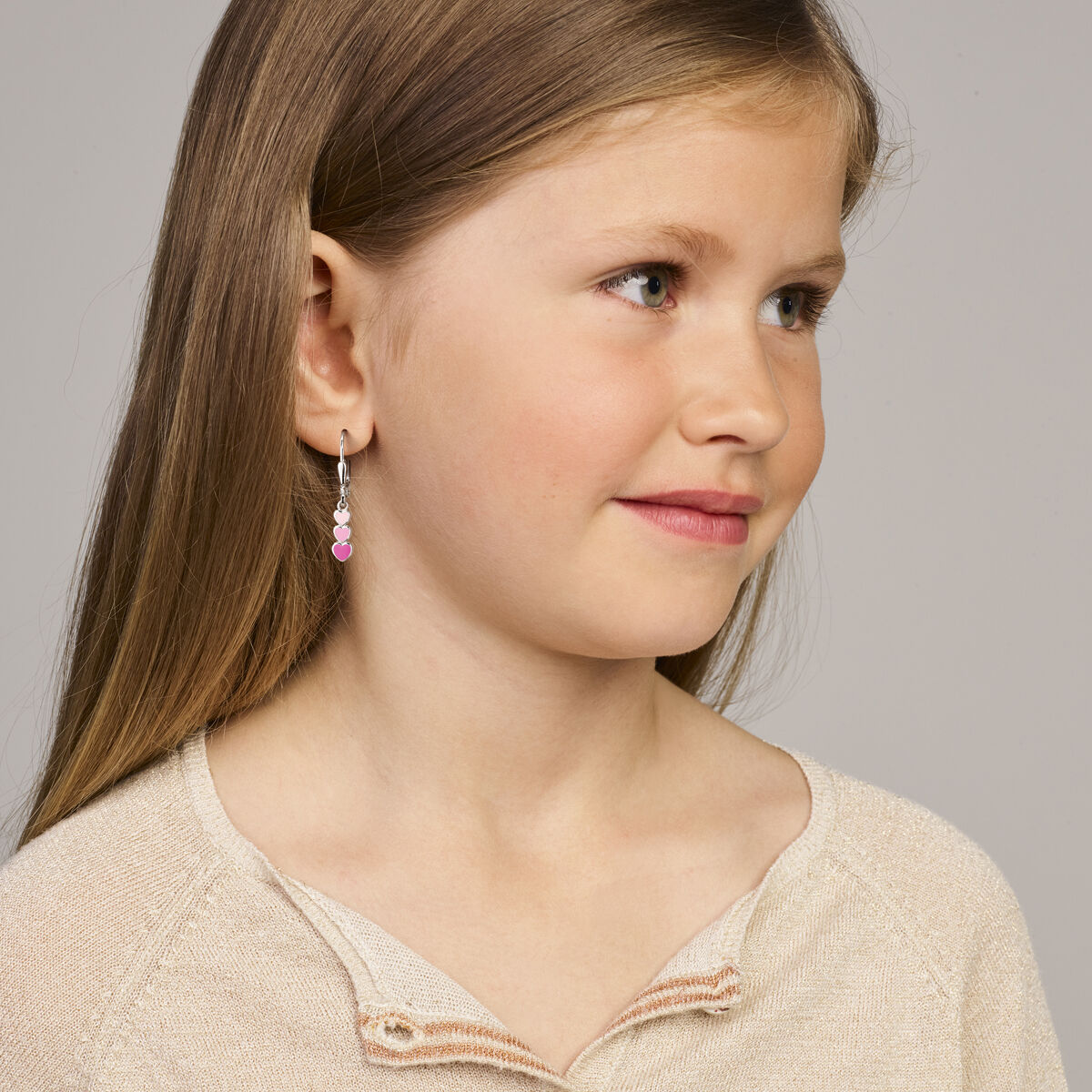 zilver klapoorringen met emaille hart - Afbeelding 2